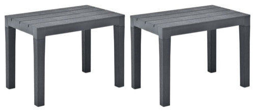 vidaXL 2x Patio Benches Anthracite Plastic Outdoor Garden Poolside Chairs Seat