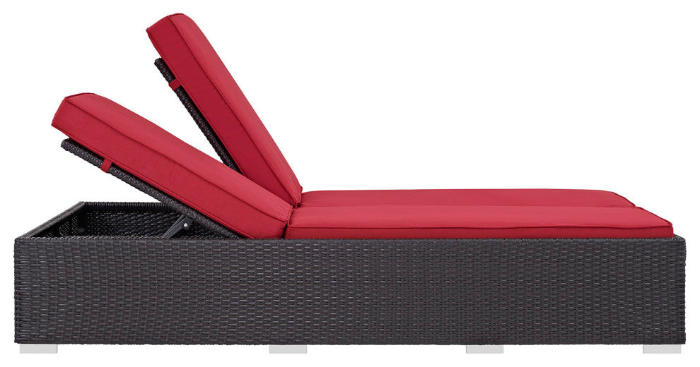 Modway Convene Double Outdoor Patio Chaise, Espresso Red