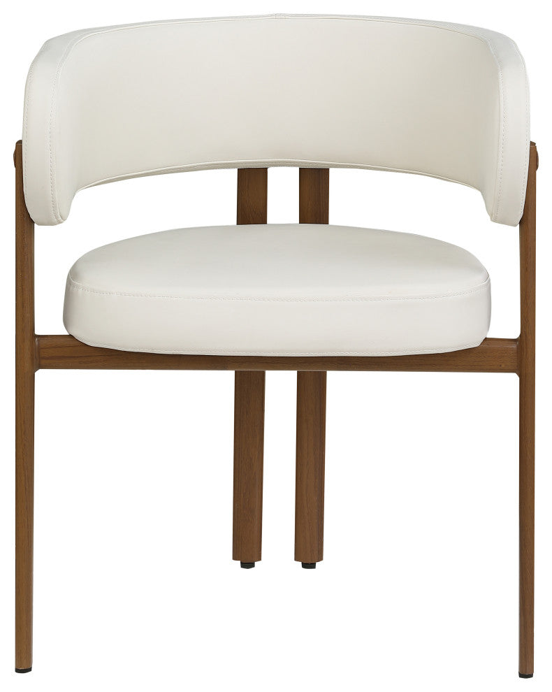Gideon Black Faux Leather Dining Chair (Set of 2), Cream, Walnut Finish