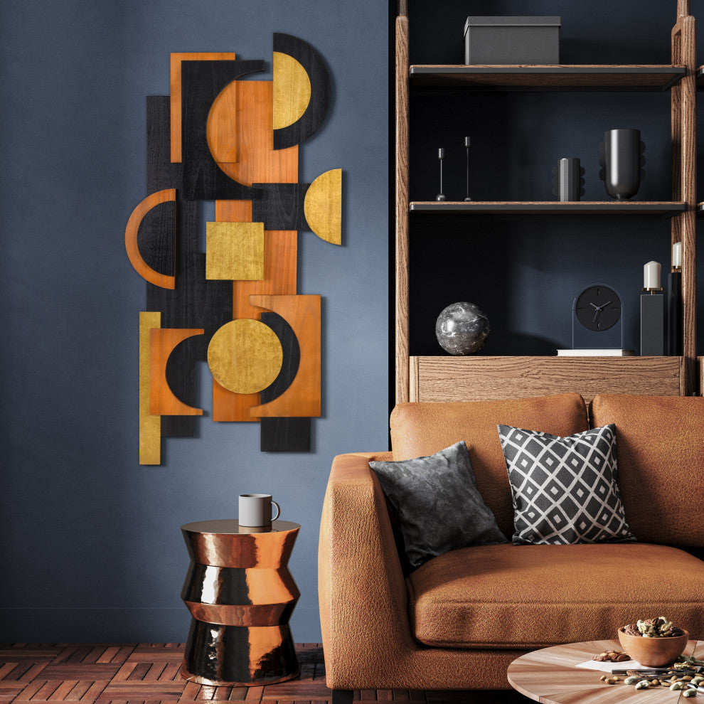 "Amber Embraces I" Hand Made Wood Abstracts Wall Art, Ap-101b-4824-01