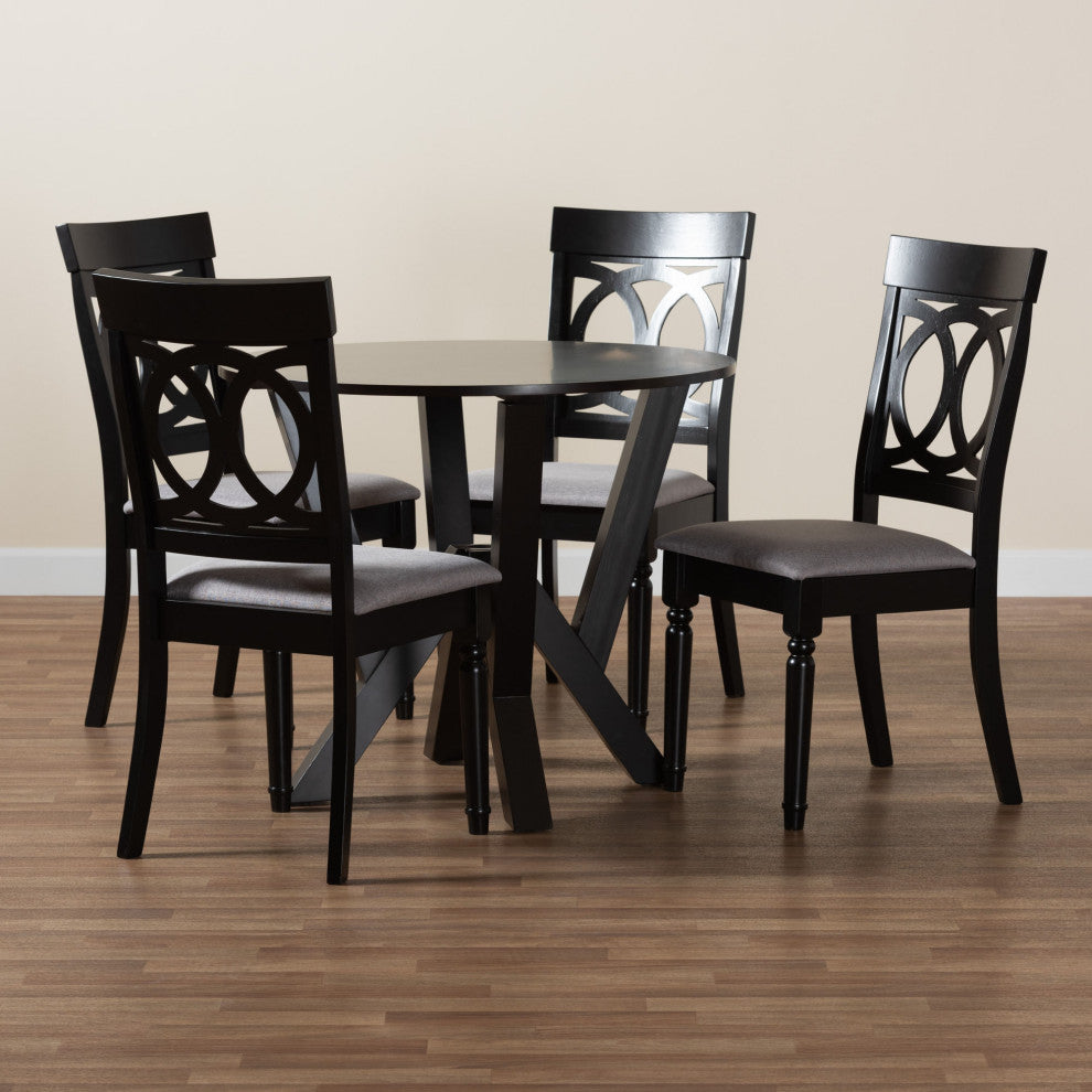 Nala 5-Piece Dining Set, Gray/Dark Brown