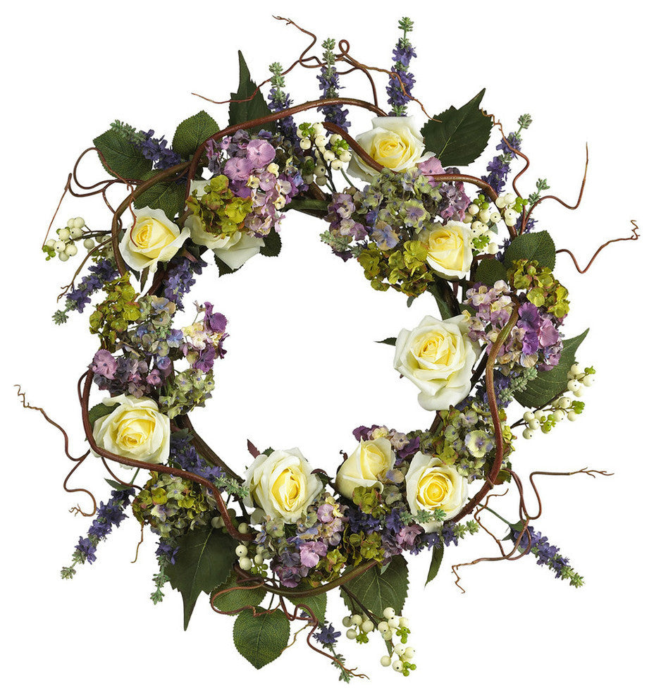 24" Hydrangea Rose Wreath