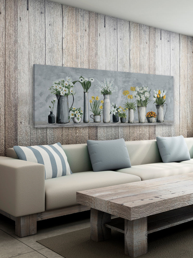 "Blooms, White and Yellow" Painting Print on Wrapped Canvas