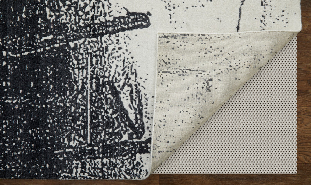 Eshwar R8927 Modern/Industrial/Global Rug, Black/White, 9'x12'