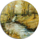 Brook In Autumn Oil, Landscape Round Metal Wall Art, 11"