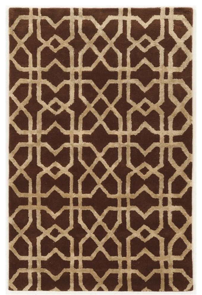 Linon Aspire X's Hand Tufted Wool 5'x8' Rug in Brown