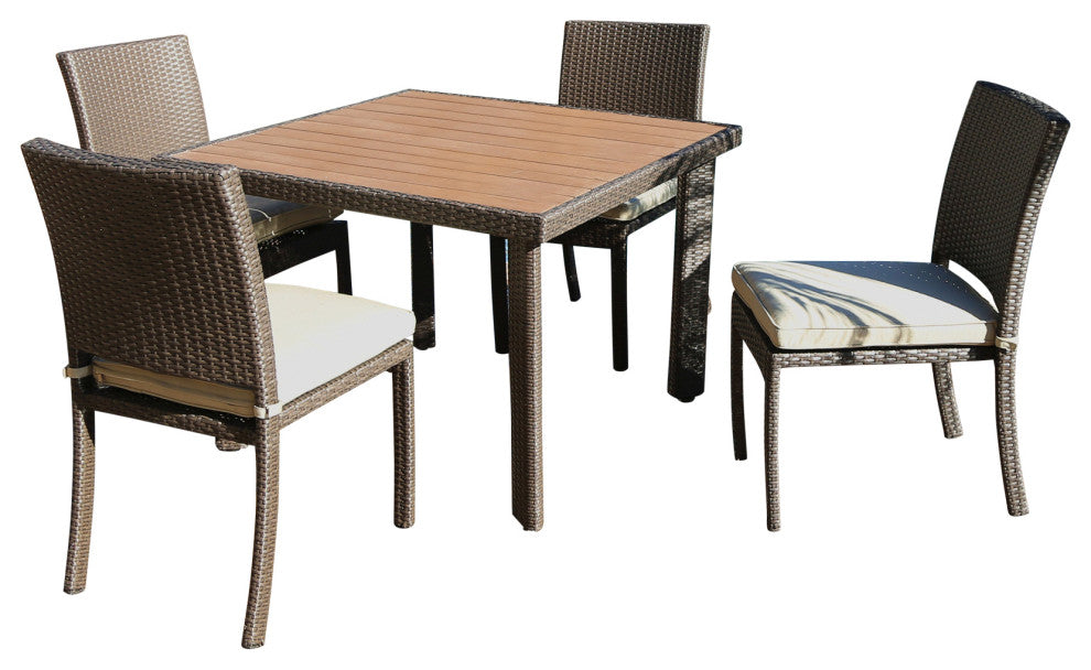 South Beach 5 Piece Dining Set Outdoor Patio Furniture Wicker Resin Rattan
