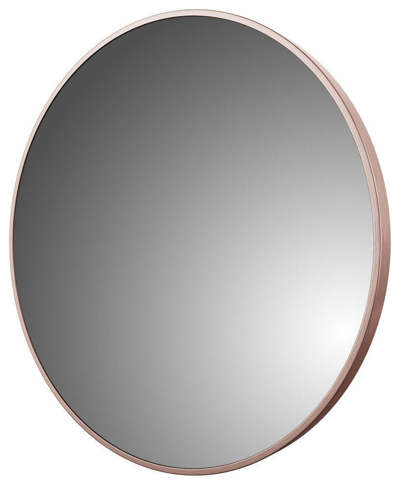Round Framed Wall Mounted Bathroom Vanity Mirror, Brushed Rose;, 32" X 32"