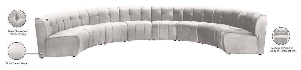 Limitless Velvet Upholstered 8-Piece Modular Sectional, Cream