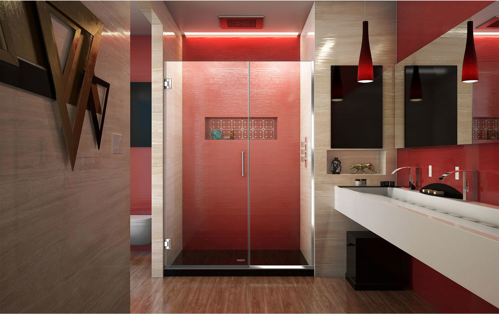 DreamLine Unidoor Plus Hinged Shower Door, Chrome, 48.5", 49"x72"
