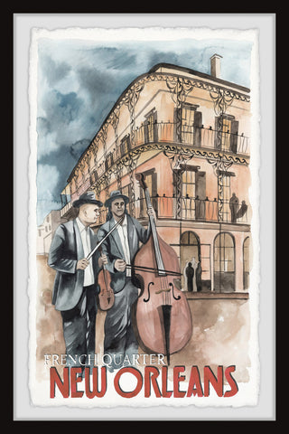 "Double Bassist" Framed Painting Print, 30x45