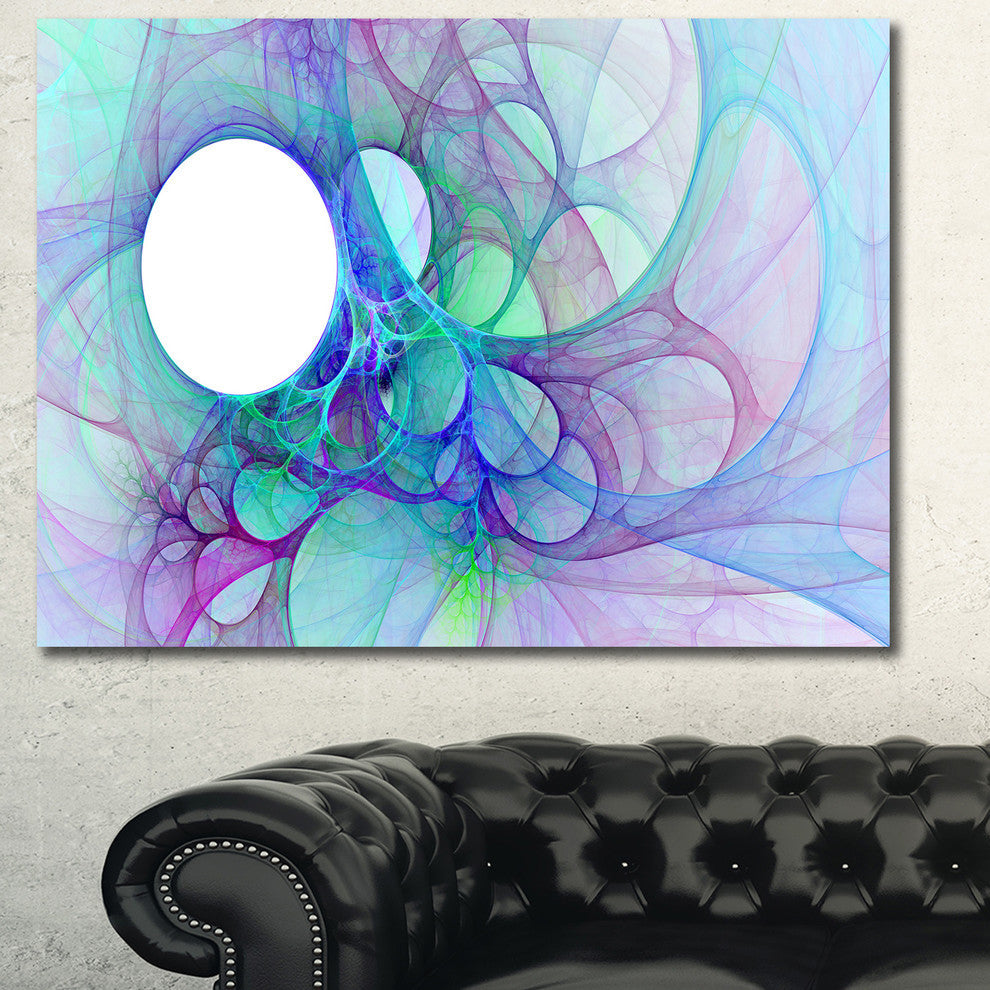 Clear Blue Fractal Angel Wings, Abstract Wall Art Canvas, 40x30