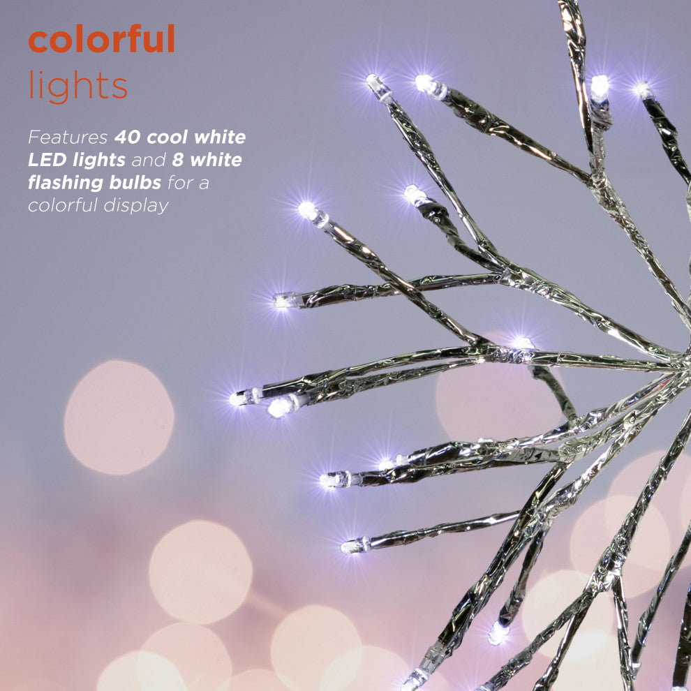 10"H Indoor Christmas Snowflake Ornament with White LED Lights, Silver