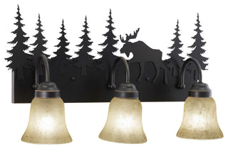 Bryce Bronze Rustic Bathroom Wall Fixture, Moose, 3-Light