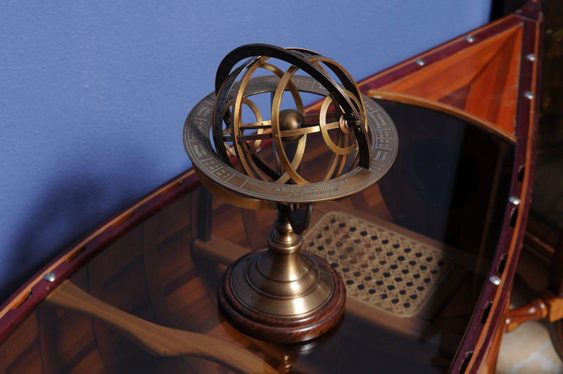 Armillary Sphere On Wood Base