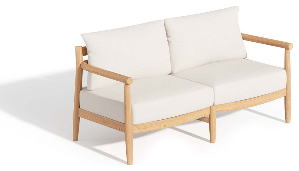 Lido Loveseat, Teak, Bliss Linen Cushion Set