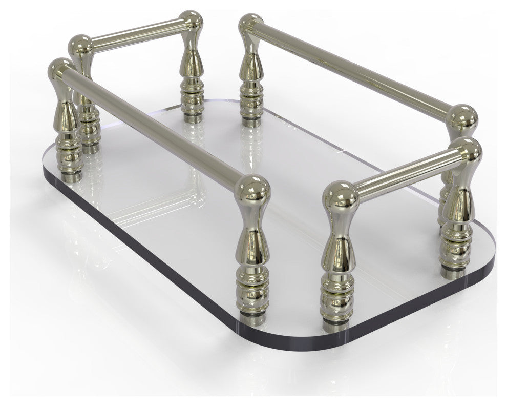 Vanity Top Glass Guest Towel Tray, Polished Nickel