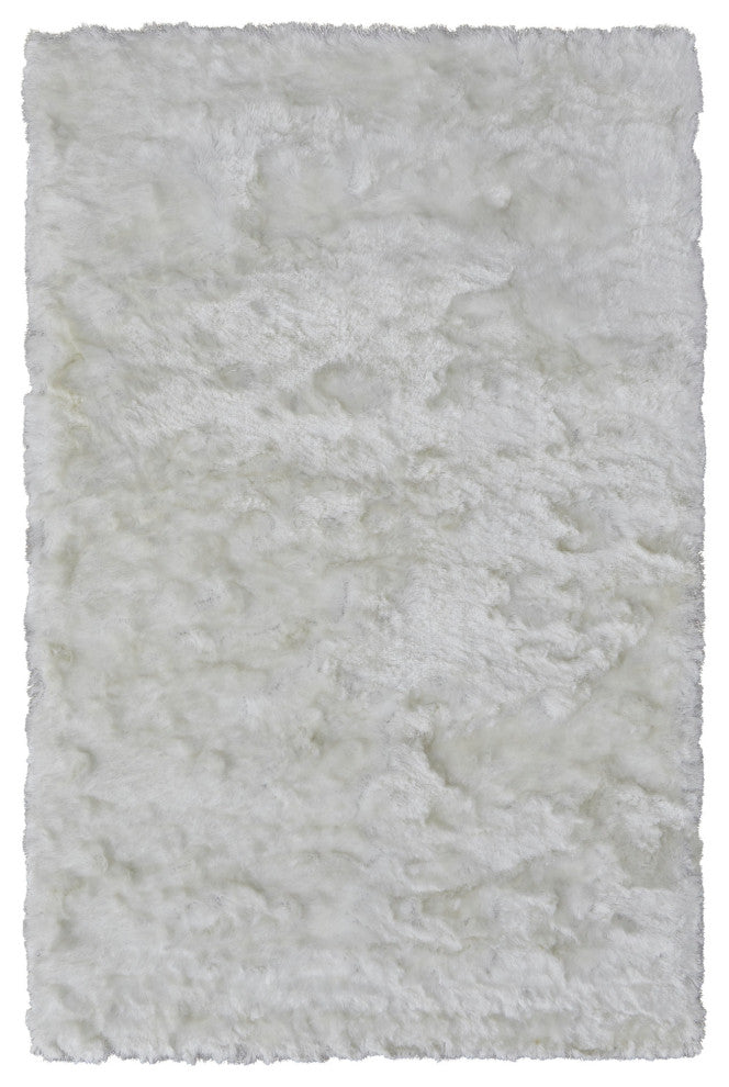 Weave & Wander Melba Plush Shag Rug, White, 2'x3'4"