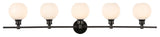 Collier 5 Light Wall Sconce in Black & Frosted White Glass