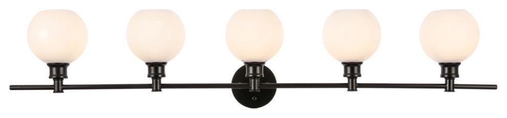 Collier 5 Light Wall Sconce in Black & Frosted White Glass