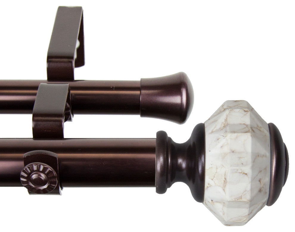 Jade 1" Diameter Double Curtain Rod, Bronze, 120-170"