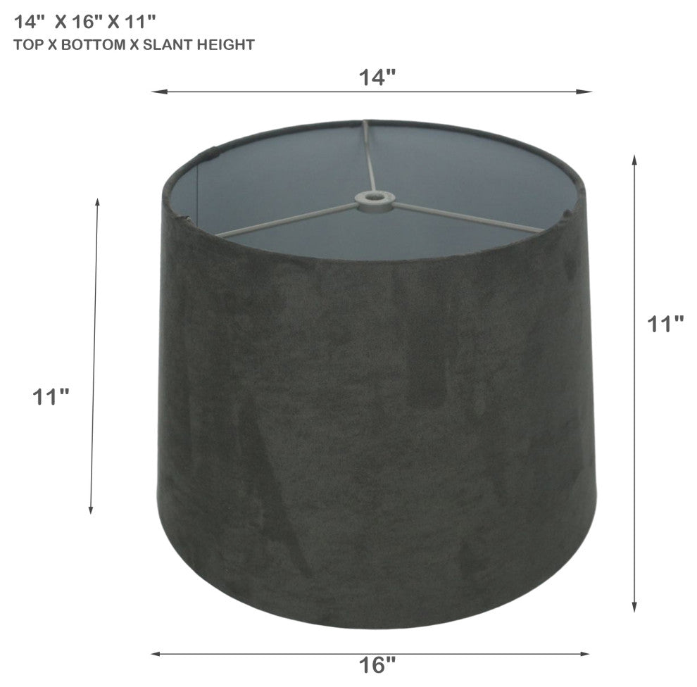 16" Suede Hardback Lamp Shade, Gray