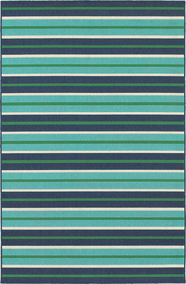 Oriental Weavers Meridian Blue/Green Stripe Indoor/Outdoor Rug 8'6"X13'