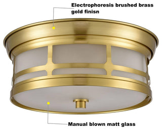 Modern Gold 2-light Drum Flush Mount Ceiling Light Fixture with Matt Glass