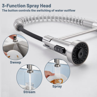 3-Mode Single Handle Pull-Down Sprayer Kitchen Faucet with Touchless Sensor, Brushed Nickel