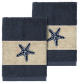 Lydia 2-Piece Embellished Washcloth Set, Midnight Blue