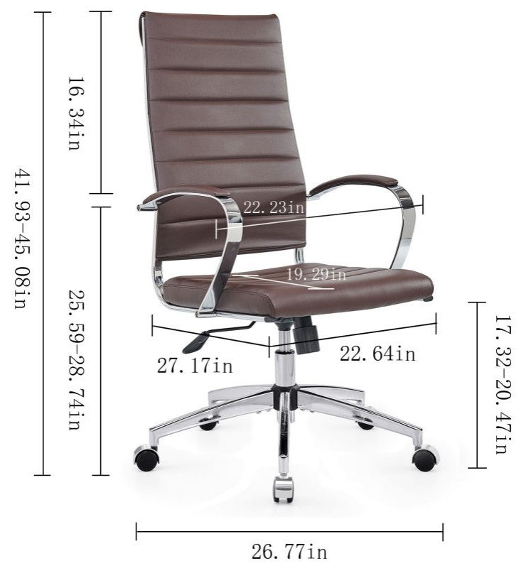 LUXMOD High Back Adjustable Swivel Computer Chair, Brown