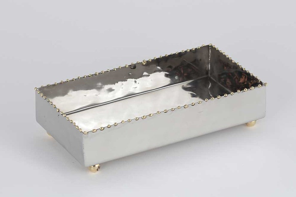 Nickel and Gold Bead Towel Holder
