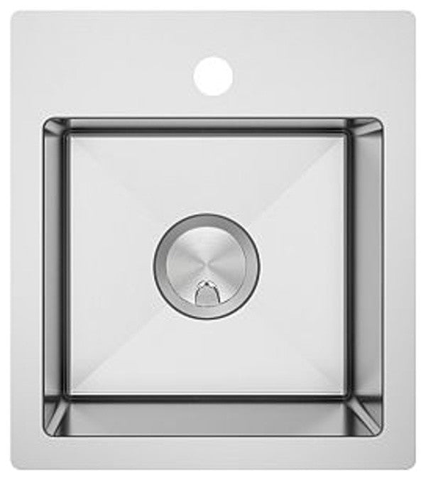 Transolid Diamond 15"x17in Dual Mount Single Bowl Kitchen Sink, Stainless