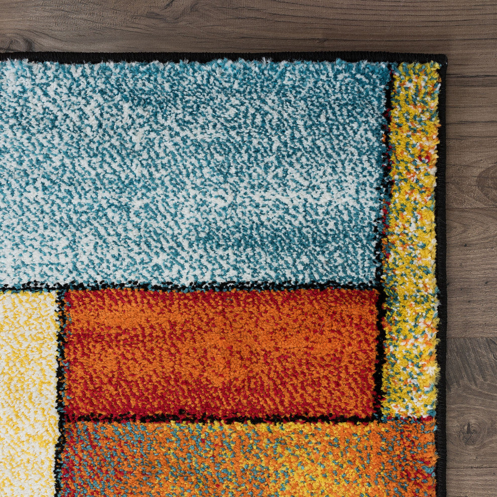 Cerise Contemporary Abstract Area Rug