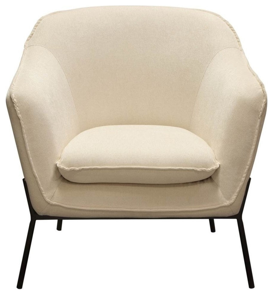 Status Accent Chair, Cream Fabric With Black Powder Coated Metal Leg