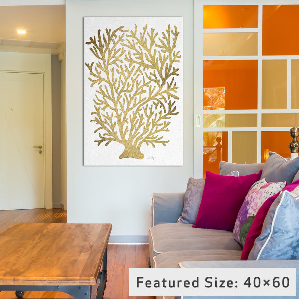 "Gold Coral Artprint" by Cat Coquillette, 40x26x1.5