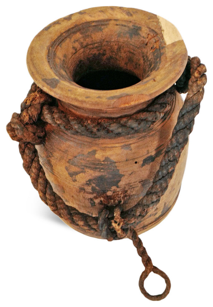 Consigned Old India Wood Pot 12