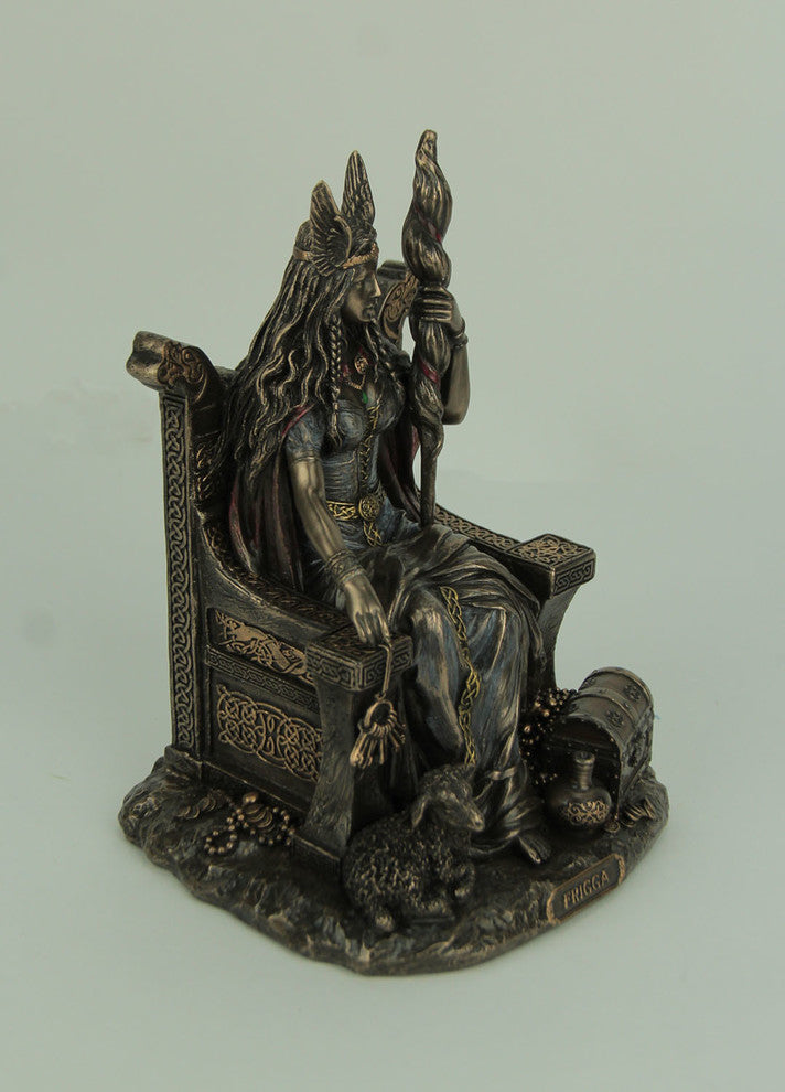 Frigga Norse Goddess Of Love Marriage and Destiny Sitting On Throne Statue