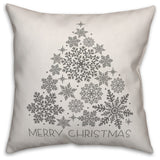 Merry Christmas Snowflake Tree 16"x16" Throw Pillow Cover