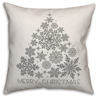 Merry Christmas Snowflake Tree 16"x16" Throw Pillow Cover