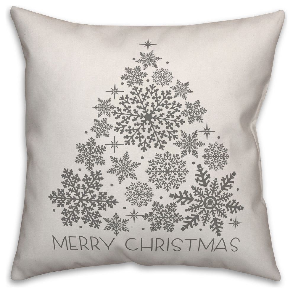 Merry Christmas Snowflake Tree 16"x16" Throw Pillow Cover