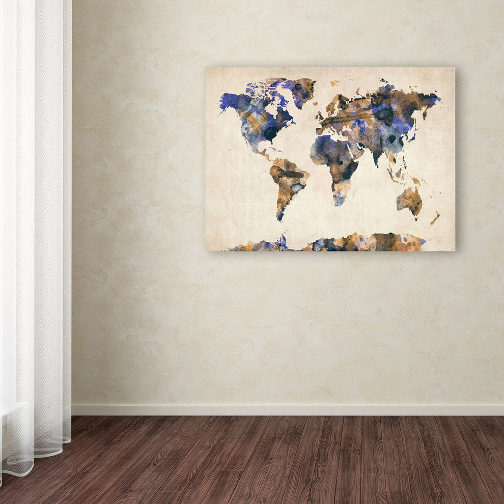'Watercolor Map 3' Canvas Art by Michael Tompsett