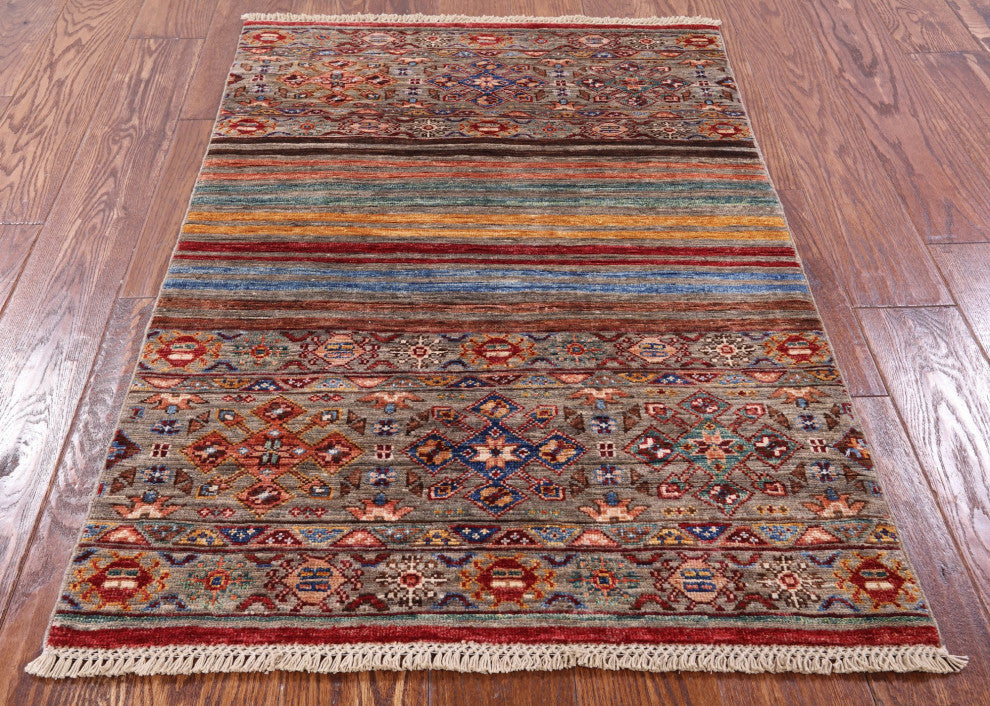 Khorjin Super Kazak Hand-Knotted Wool Rug 2' 7" X 3' 9" Q8387