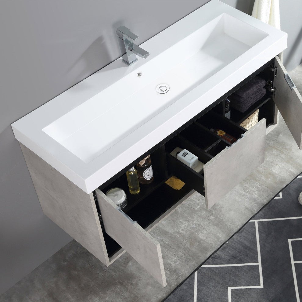 Dowell 18" FTB Resin Bathroom Vanity Basin, White, 48wx18dx6h Wide Bowl