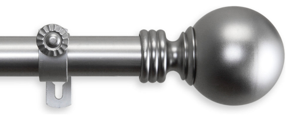 Globe Curtain Rod, Satin Nickel, 120"-170