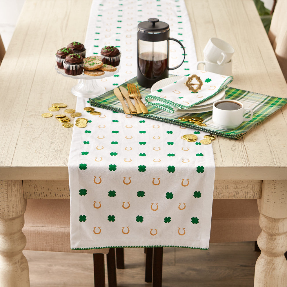 Clover Horseshoe Printed Table Runner 14x72