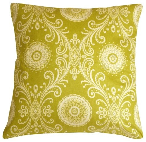 Pillow Decor - Filigree Green 17 x 17 Throw Pillow