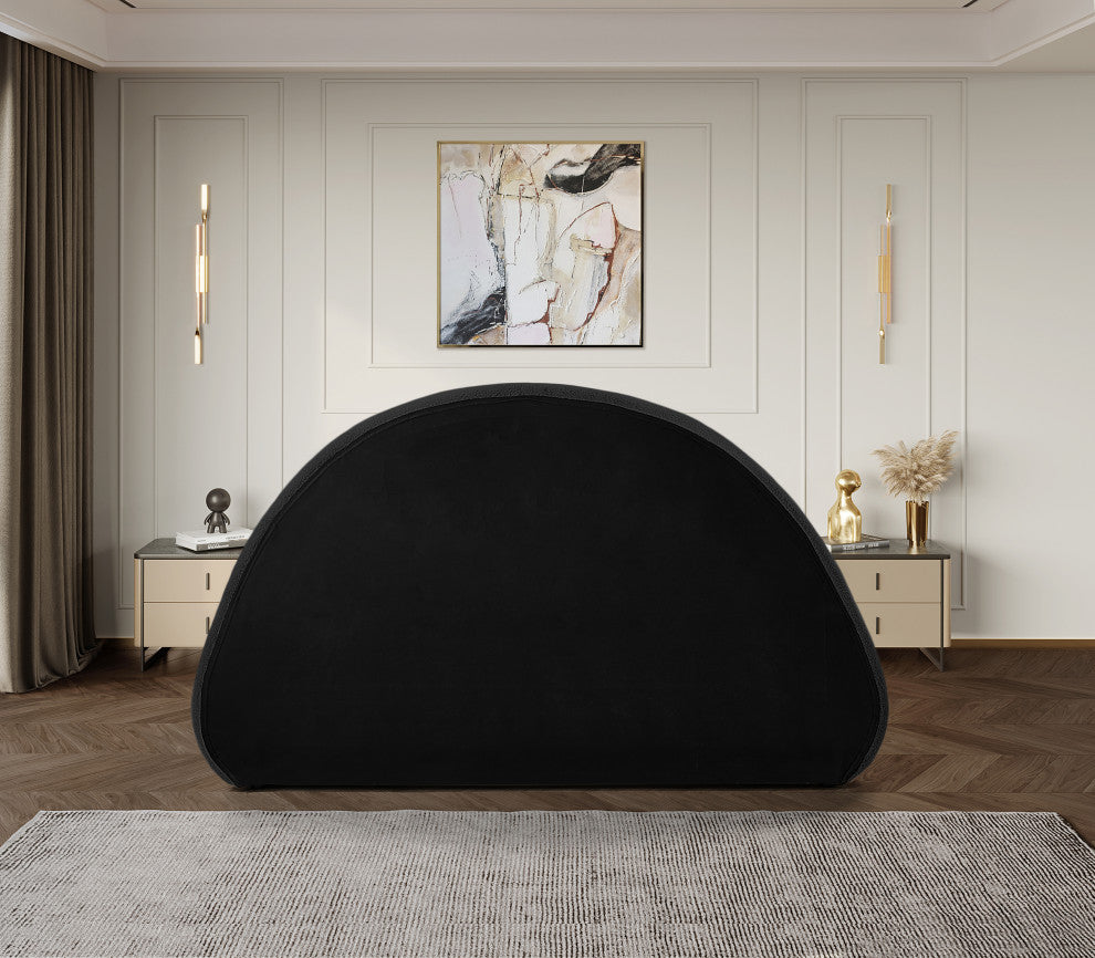 Rudy Beige Teddy Fabric Full Bed, Black, Full