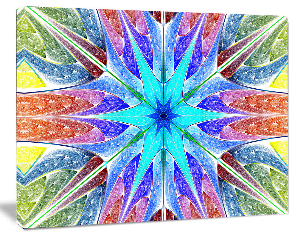 Multi Color Pink Fractal Stained Glass, Oversized Abstract Canvas Print, 60x40
