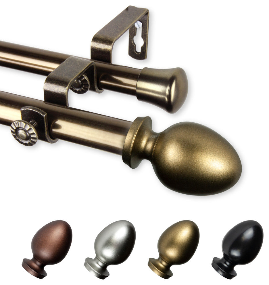 Faye 13/16" Double Curtain Rod Antique Brass